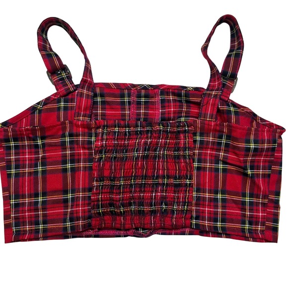 Social Collision Hot Topic plaid gothic crop tank buckle grunge punk Christmas L - Picture 5 of 8